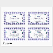 白い製品の包装ラベルにライトブルーのバラ 長方形シール (シート)