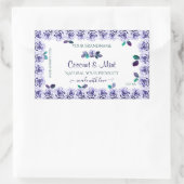 白い製品の包装ラベルにライトブルーのバラ 長方形シール (バッグ)