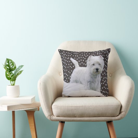 白い西の高地テリアの枕 クッション (椅子)