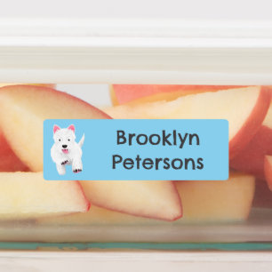 白い西ハイランドテリアパーソナライズされたアニメ ラベル