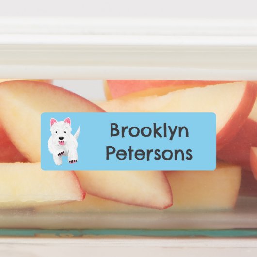 白い西ハイランドテリアパーソナライズされたアニメ ラベル (貼付)