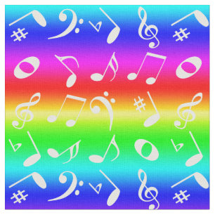 白い角度の音符パターン虹のグラデーション ファブリック