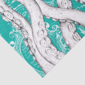 白い触手タコヴィンテージマップティール（緑がかった色） 航海の 薄葉紙 (詳細)