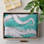 白い触手タコヴィンテージマップティール（緑がかった色） 航海の 薄葉紙 (ギフト)