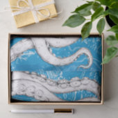 白い触手タコヴィンテージマップブルー航海の 薄葉紙 (ギフト)