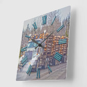 白い記録のトラックの製材製造所配達芸術 スクエア壁時計 (傾斜)