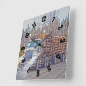 白い記録のトラックの製材製造所配達芸術 スクエア壁時計 (傾斜)