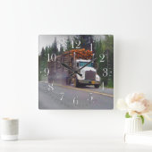 白い記録のトラックの運転手の柱時計 スクエア壁時計 (ホーム)