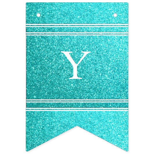 白い詳細との水の青いグリッター バンティングフラッグ (第1の旗)