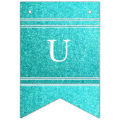 白い詳細との水の青いグリッター バンティングフラッグ (第3の旗)