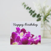 白い誕生日に紫の蘭の美しい茎 ポストカード (スタンド正面)