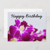 白い誕生日に紫の蘭の美しい茎 ポストカード (正面/裏面)