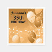 白い誕生日のカスタムな金ゴールドの気球 スタンダードカクテルナプキン (正面)