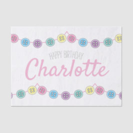 白い誕生日の裁縫ボタン 薄葉紙