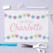 白い誕生日の裁縫ボタン 薄葉紙 (クラフト)