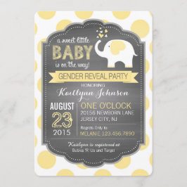 白い象のドット性別が赤ちゃんのシャワーを明らかにする 招待状