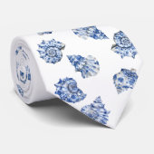 白い貝の模様 ネクタイ (ロール)