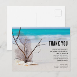 白い貝殻のあるトロピカルビーチの感謝カード ポストカード