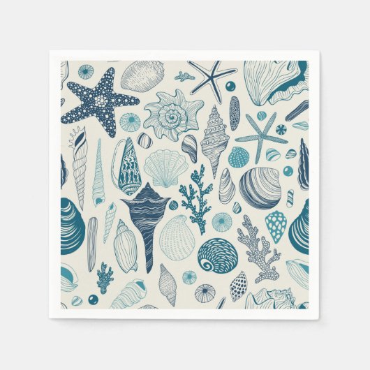 白い貝殻 スタンダードカクテルナプキン (正面)