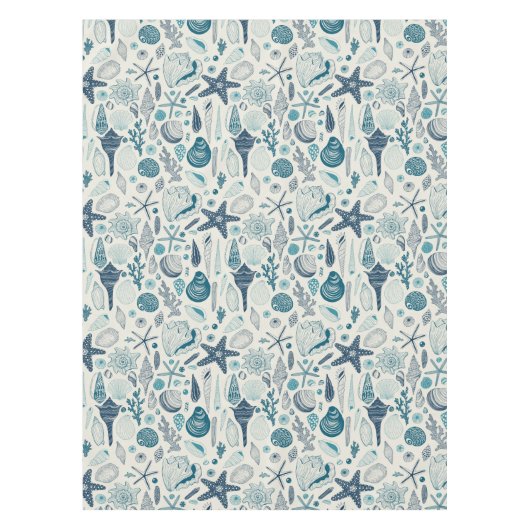 白い貝殻 テーブルクロス (正面)