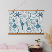 白い貝殻 吊り下げ型タペストリー (寝室)