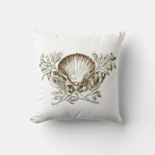 白い貝 クッション (正面)
