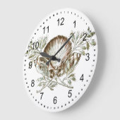白い貝 ラージ壁時計 (傾斜)