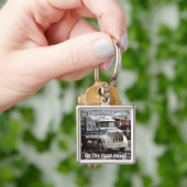 白い貨物トラックのトラックの運転手の芸術Keychain キーホルダー (手)