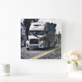 白い貨物トラックの運転手の柱時計 スクエア壁時計 (ホーム)