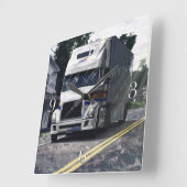 白い貨物トラックの運転手の柱時計 スクエア壁時計 (傾斜)