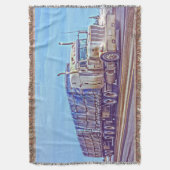 白い貨物トラック-貨物自動車およびハイウェーの芸術 スローブランケット (正面縦)