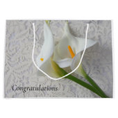 白い質感のカラ結婚ユリ ラージペーパーバッグ (正面)