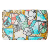 白い質感を風変わり持つ幾何形状 バスマット (正面)