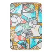 白い質感を風変わり持つ幾何形状 バスマット (正面縦)