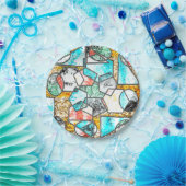 白い質感を風変わり持つ幾何形状 ペーパープレート (パーティー)