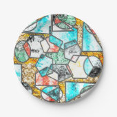 白い質感を風変わり持つ幾何形状 ペーパープレート (正面)