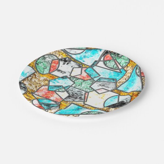 白い質感を風変わり持つ幾何形状 ペーパープレート (アングル)