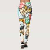 白い質感を風変わり持つ幾何形状 レギンス (裏面)