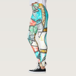 白い質感を風変わり持つ幾何形状 レギンス