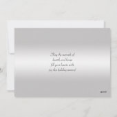 白い赤いクリスマスツリーオンシルバーホリデーパーティーカード 招待状 (裏面)