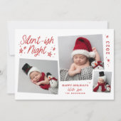 白い赤いスクリプト静かイッシュナイト3フォトコラージュ シーズンカード (正面)