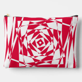 白い赤い抽象芸術錯覚 アクセサリーポーチ