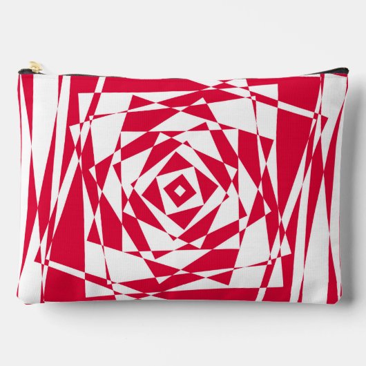 白い赤い抽象芸術錯覚 アクセサリーポーチ (正面)