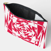 白い赤い抽象芸術錯覚 アクセサリーポーチ (見開き)