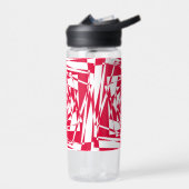 白い赤い抽象芸術錯覚 ウォーターボトル (左面)