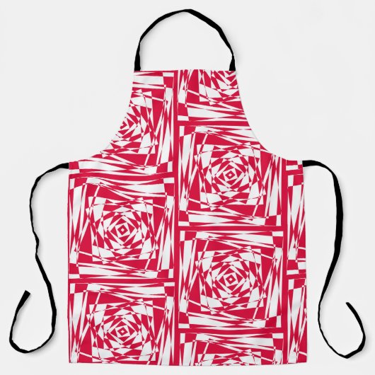白い赤い抽象芸術錯覚 エプロン (正面)