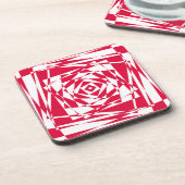 白い赤い抽象芸術錯覚 コースター (左側)