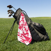 白い赤い抽象芸術錯覚 ゴルフタオル (グリーン)