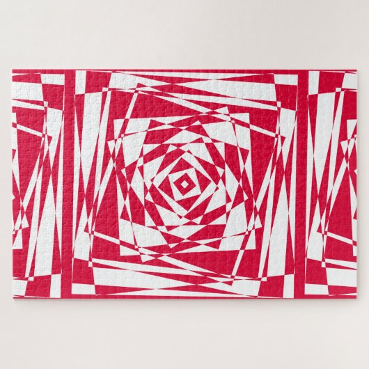 白い赤い抽象芸術錯覚 ジグソーパズル (横)