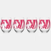 白い赤い抽象芸術錯覚 ステムなしワイングラス (裏面)